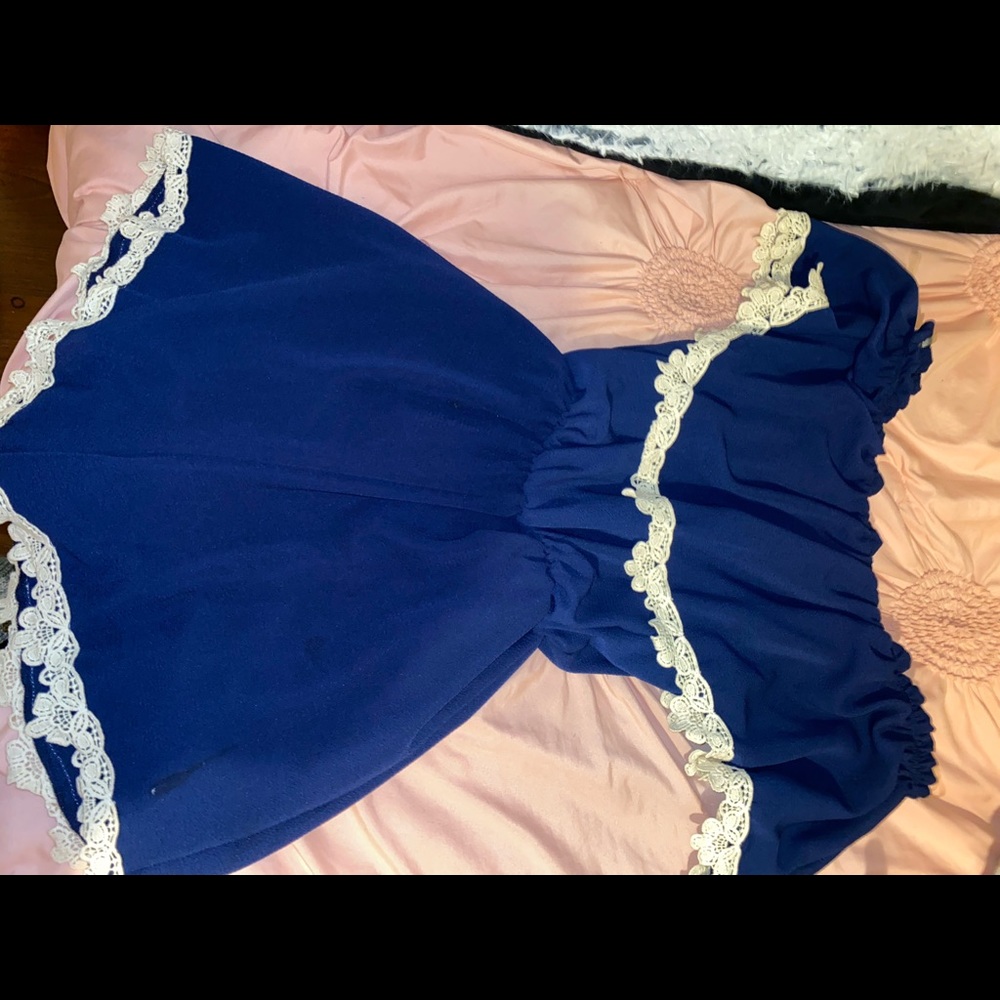 Small blue off the shoulder romper